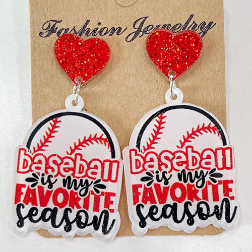 Heart Shape Sports Theme Acrylic Dangle Earrings BLUE ZONE PLANET