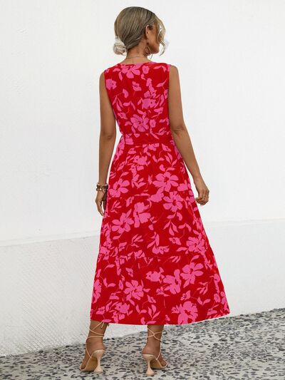 Blue Zone Planet | Tied Printed Surplice Tiered Dress BLUE ZONE PLANET