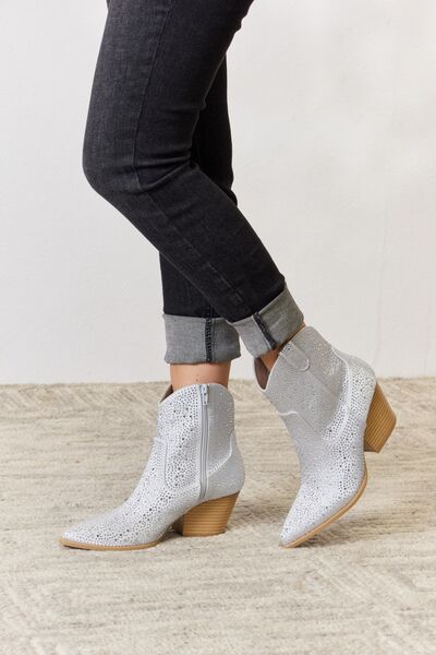 East Lion Corp Rhinestone Ankle Cowboy Boots BLUE ZONE PLANET