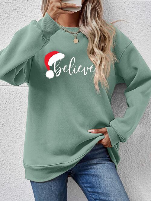 BELIEVE Graphic Long Sleeve Sweatshirt BLUE ZONE PLANET