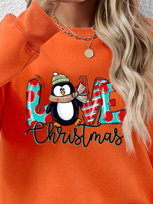 LIVE CHRISTMAS Drop Shoulder Round Neck Sweatshirt BLUE ZONE PLANET