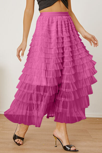Blue Zone Planet | Ruched High Waist Tiered Skirt BLUE ZONE PLANET