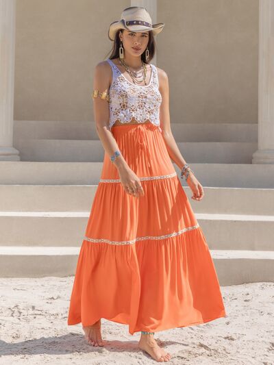 Blue Zone Planet | High Waist Maxi Tiered Skirt BLUE ZONE PLANET