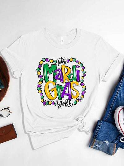 IT'S MARDI GRAS Y'ALL Round Neck T-Shirt BLUE ZONE PLANET