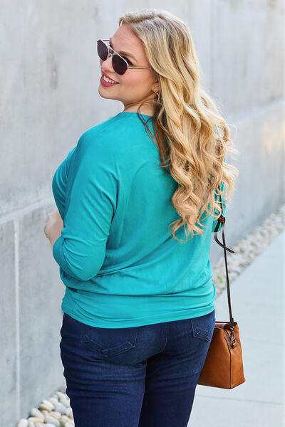 Blue Zone Planet | Basic Bae Full Size Round Neck Batwing Sleeve Blouse BLUE ZONE PLANET