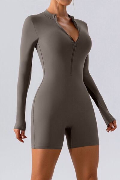 Blue Zone Planet | Half Zip Long Sleeve Active Romper BLUE ZONE PLANET