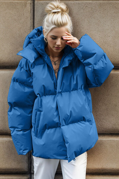 Blue Zone Planet | Pocketed Zip Up Hooded Puffer Jacket BLUE ZONE PLANET