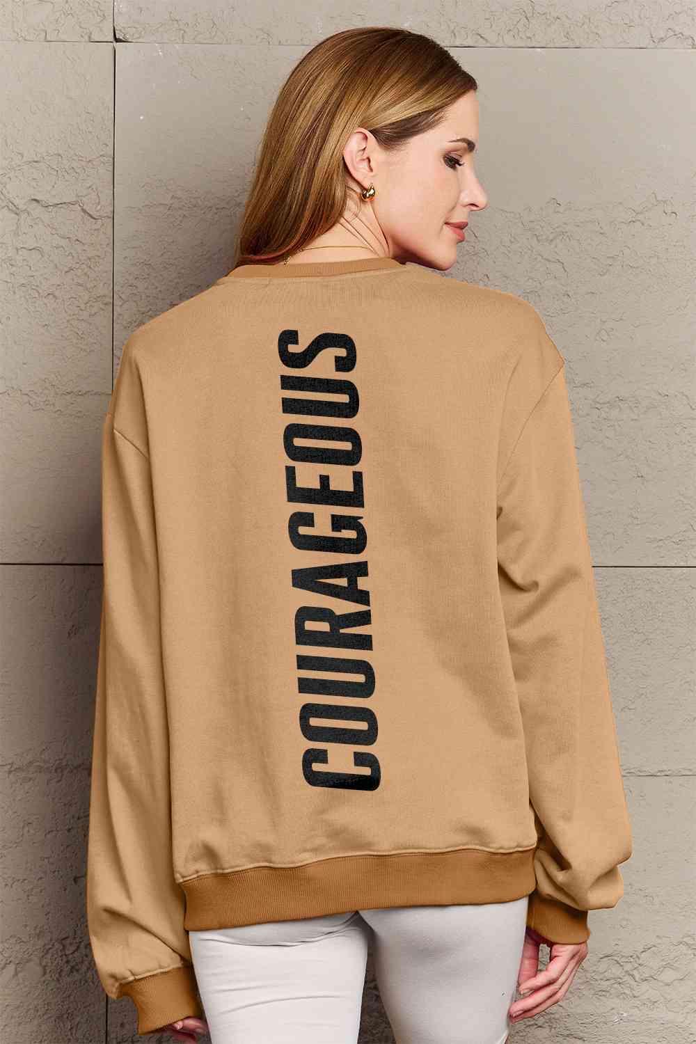 Blue Zone Planet | Simply Love Full Size COURAGEOUS Graphic Sweatshirt BLUE ZONE PLANET