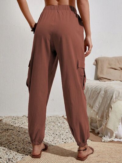 Drawstring Joggers with Cargo Pockets Trendsi