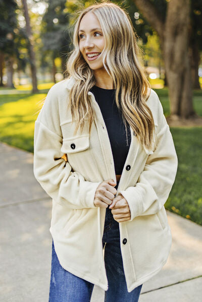 Blue Zone Planet | Button Up Collared Neck Long Sleeve Jacket BLUE ZONE PLANET