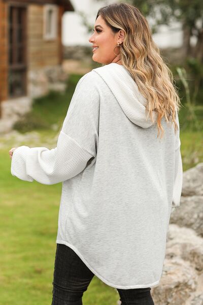 Blue Zone Planet | Plus Size Button Up Drawstring Long Sleeve Hoodie BLUE ZONE PLANET