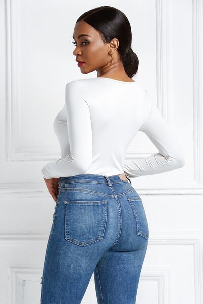 Blue Zone Planet | Half Zip Scoop Neck Long Sleeve Bodysuit BLUE ZONE PLANET