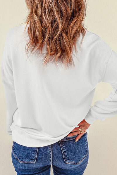 Blue Zone Planet | Sequin Round Neck Long Sleeve Sweatshirt BLUE ZONE PLANET