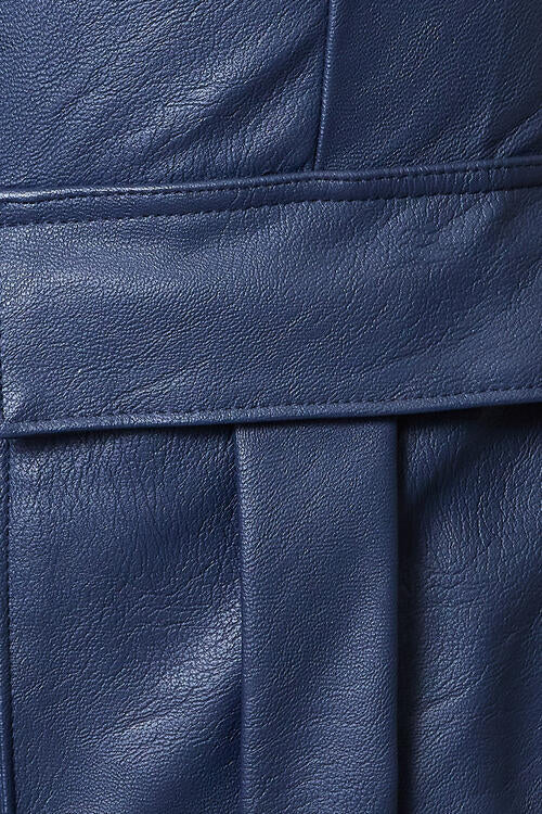 Kancan High Waist Faux Leather Cargo Joggers BLUE ZONE PLANET