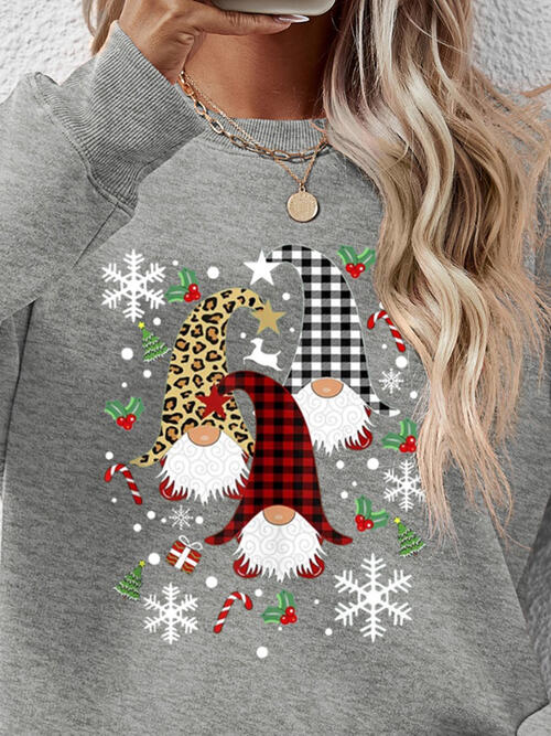 Faceless Gnomes Graphic Drop Shoulder Sweatshirt BLUE ZONE PLANET