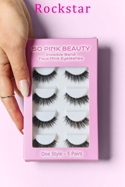 SO PINK BEAUTY Faux Mink Eyelashes 5 Pairs Trendsi