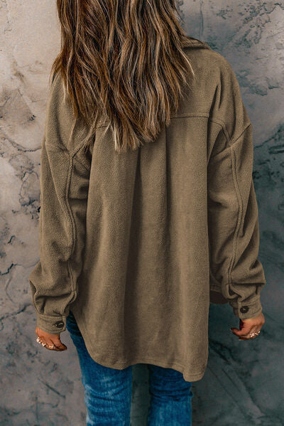 Blue Zone Planet | Button Up Collared Neck Long Sleeve Jacket BLUE ZONE PLANET