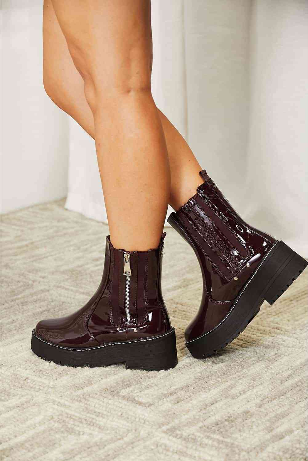 Forever Link Side Zip Platform Boots BLUE ZONE PLANET