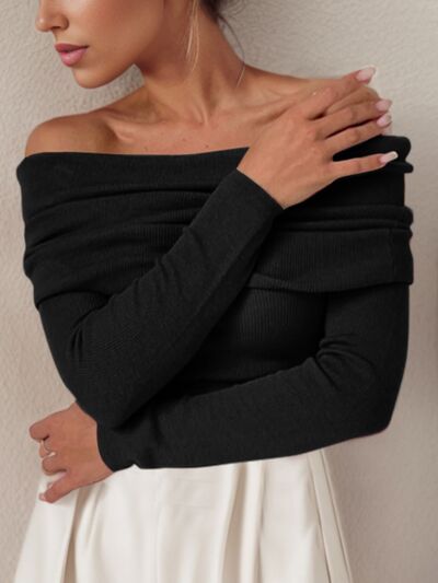 Blue Zone Planet | Off-Shoulder Long Sleeve Sweater BLUE ZONE PLANET