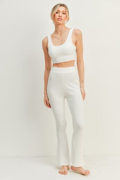 Blue Zone Planet | Kimberly C Waffle Tank and High Waist Flare Pants Set BLUE ZONE PLANET