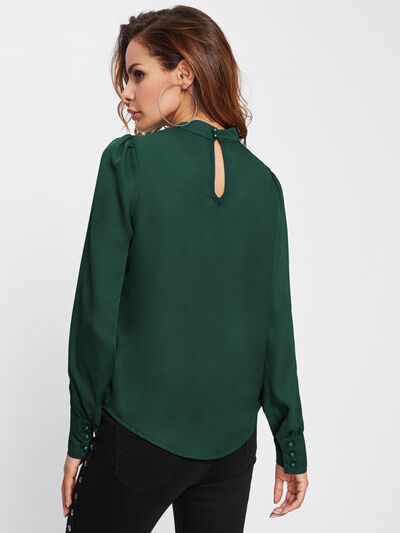 Blue Zone Planet | Mock Neck Lantern Sleeve Shirt BLUE ZONE PLANET