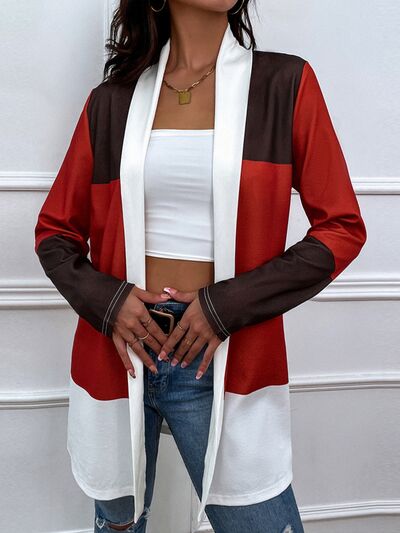 Blue Zone Planet | Color Block Open Front Cardigan BLUE ZONE PLANET