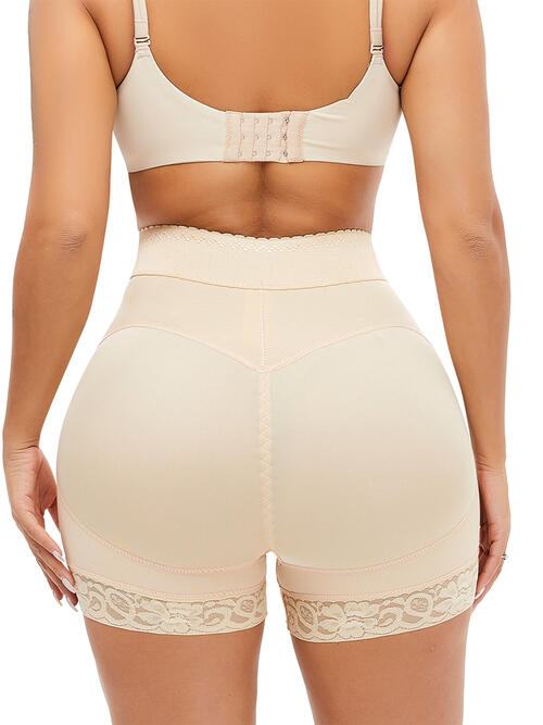 Full Size Lace Detail Hook-and-Eye Shaping Shorts BLUE ZONE PLANET
