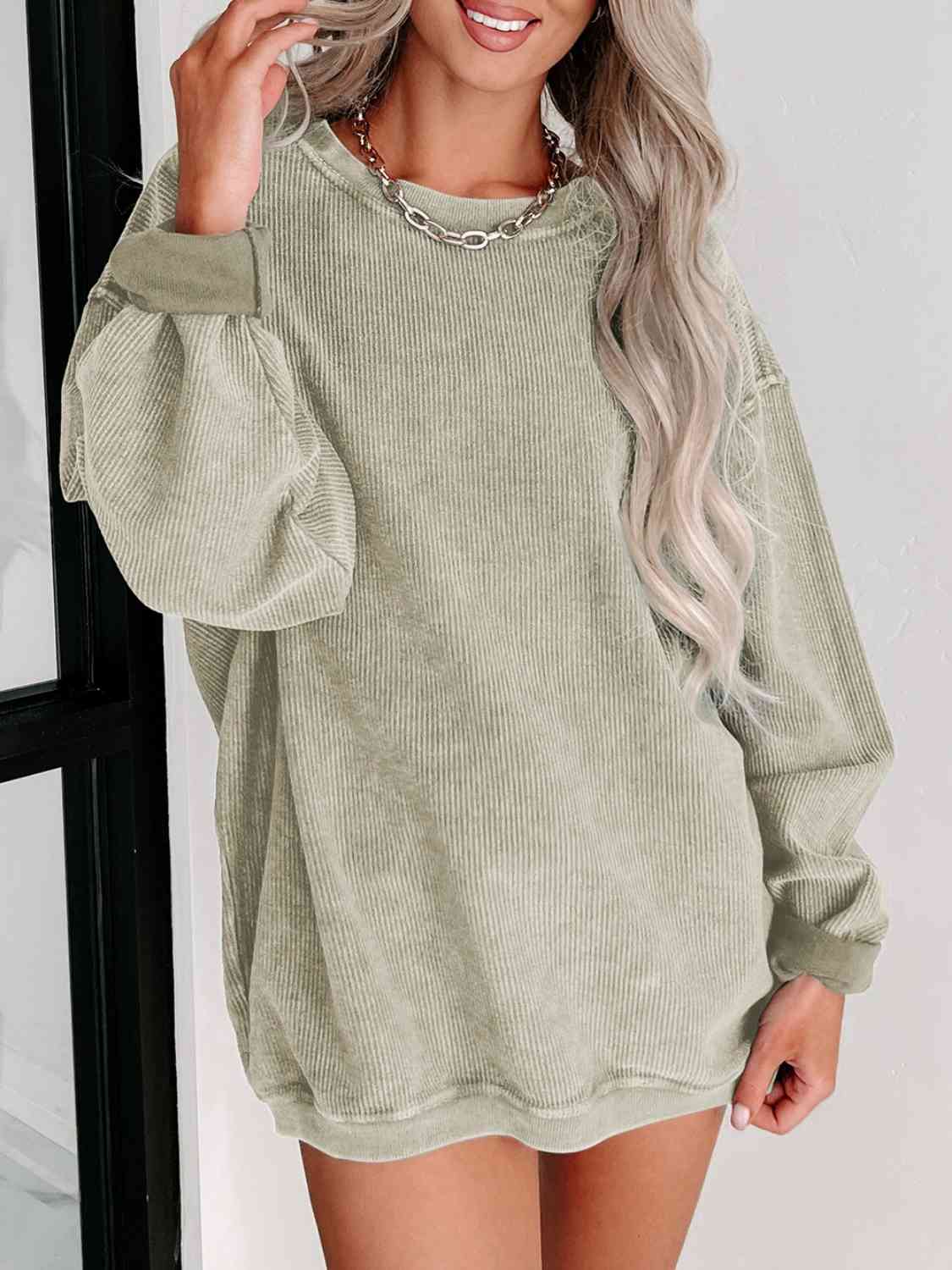 Blue Zone Planet | Round Neck Dropped Shoulder Sweatshirt BLUE ZONE PLANET