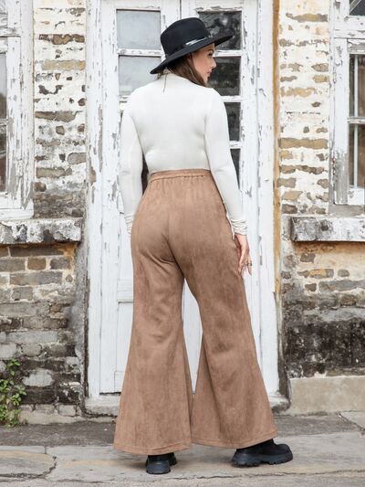 Plus Size Pocketed Flare Pants BLUE ZONE PLANET