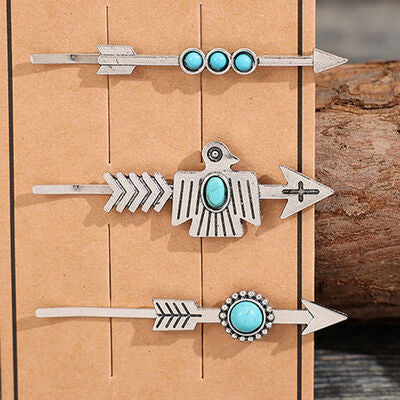 Blue Zone Planet | 3 PCS/Set Artificial Turquoise Hair Pins BLUE ZONE PLANET