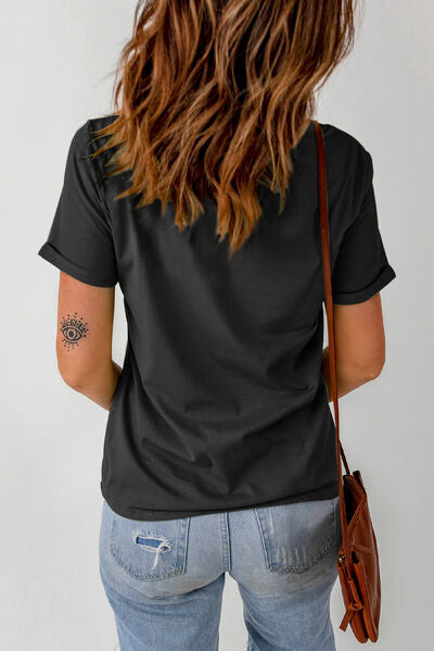 Graphic Round Neck Short Sleeve T-Shirt BLUE ZONE PLANET