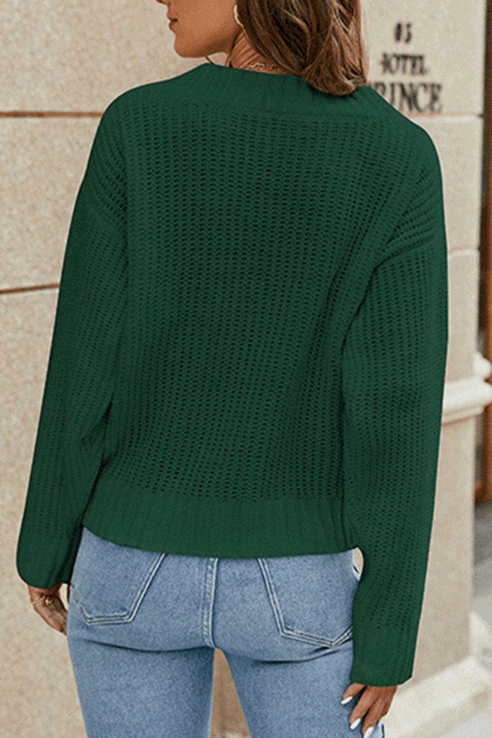 Surplice Neck Long Sleeve Sweater BLUE ZONE PLANET