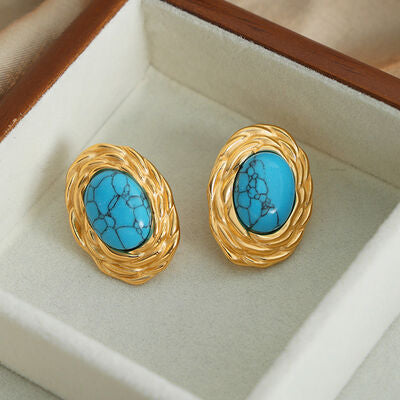 18K Gold-Plated Natural Stone Earrings-EARRINGS-[Adult]-[Female]-Gold-One Size-2022 Online Blue Zone Planet