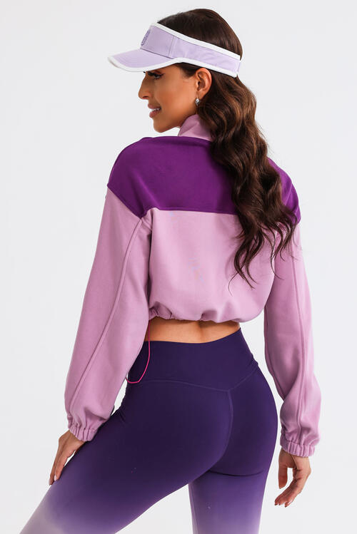 Contrast Drawstring Zip Up Jacket BLUE ZONE PLANET