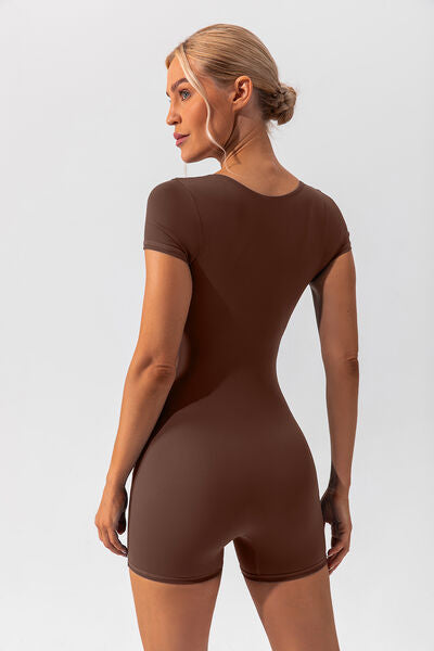 Blue Zone Planet | Square Neck Cap Sleeve Active Romper BLUE ZONE PLANET