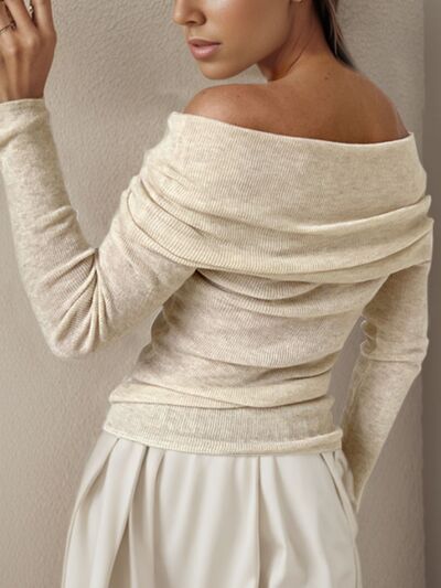 Blue Zone Planet | Off-Shoulder Long Sleeve Sweater BLUE ZONE PLANET