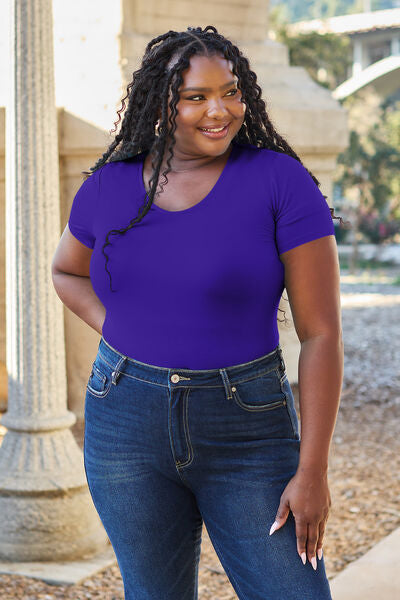 Blue Zone Planet | Basic Bae Full Size Round Neck Short Sleeve Bodysuit BLUE ZONE PLANET