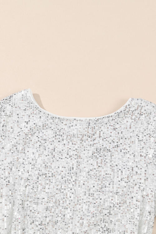 Sequin Tie Front T-Shirt Dress BLUE ZONE PLANET