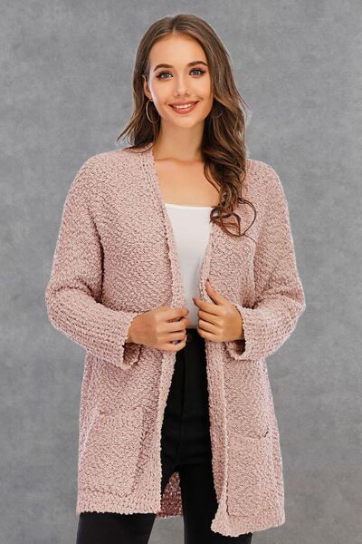 Blue Zone Planet | Pocketed Open Front Long Sleeve Cardigan BLUE ZONE PLANET