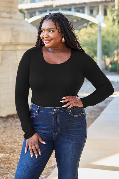 Blue Zone Planet | Basic Bae Full Size Round Neck Long Sleeve Bodysuit BLUE ZONE PLANET