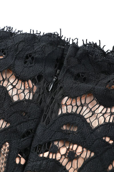 Off-Shoulder Long Sleeve Lace Dress BLUE ZONE PLANET