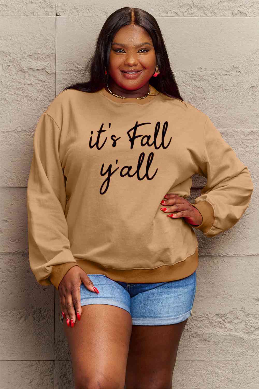 Simply Love Full Size IT'S FALL Y'ALL Graphic Sweatshirt BLUE ZONE PLANET