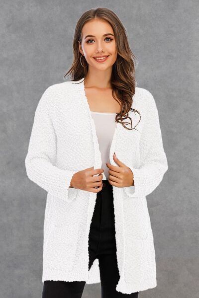 Blue Zone Planet | Pocketed Open Front Long Sleeve Cardigan BLUE ZONE PLANET
