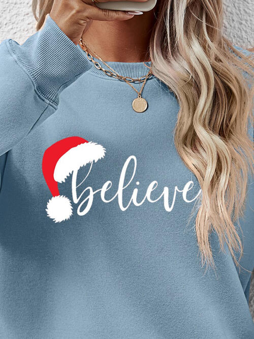 BELIEVE Graphic Long Sleeve Sweatshirt BLUE ZONE PLANET
