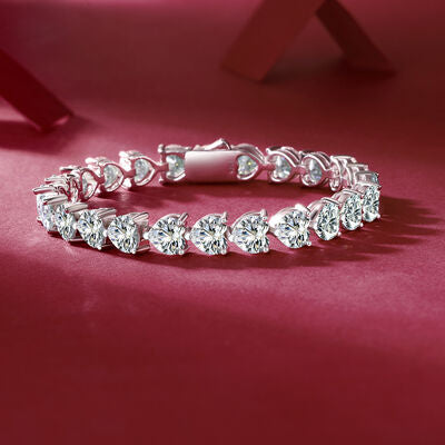 Blue Zone Planet | 24 Carat Moissanite 925 Sterling Silver Heart Bracelet BLUE ZONE PLANET