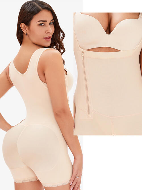 Full Size Side Zip Up Wide Strap Shapewear BLUE ZONE PLANET
