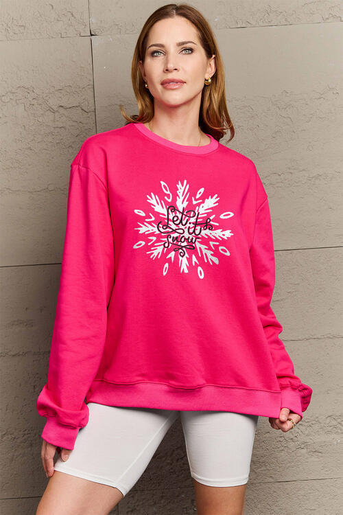 Simply Love Full Size LET IT SNOW Long Sleeve Sweatshirt BLUE ZONE PLANET