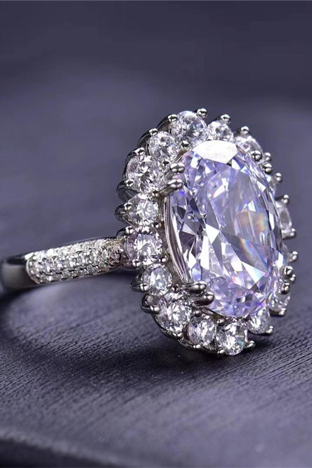 8 Carat Oval Moissanite Ring BLUE ZONE PLANET