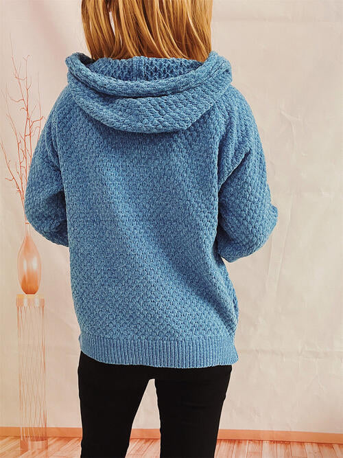 Blue Zone Planet | Drawstring Long Sleeve Hooded Sweater BLUE ZONE PLANET
