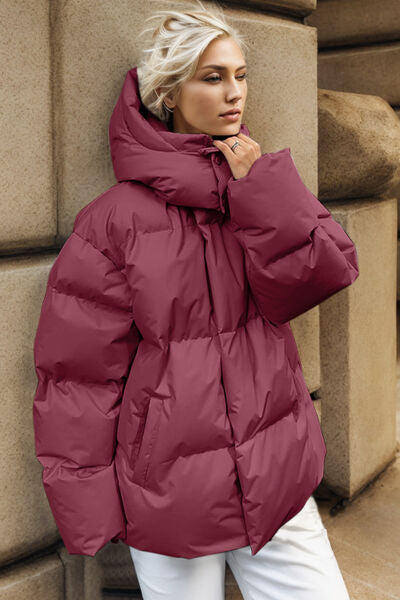 Blue Zone Planet | Pocketed Zip Up Hooded Puffer Jacket BLUE ZONE PLANET